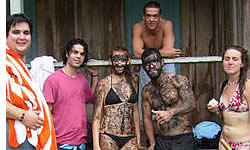 At the cabin after a mud bath at the Hot Springs in Caldera